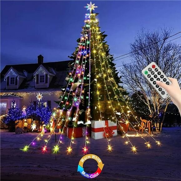 Color Changing Christmas Lights,Outdoor Dipper Star String Lights,16.4Ft 315LED